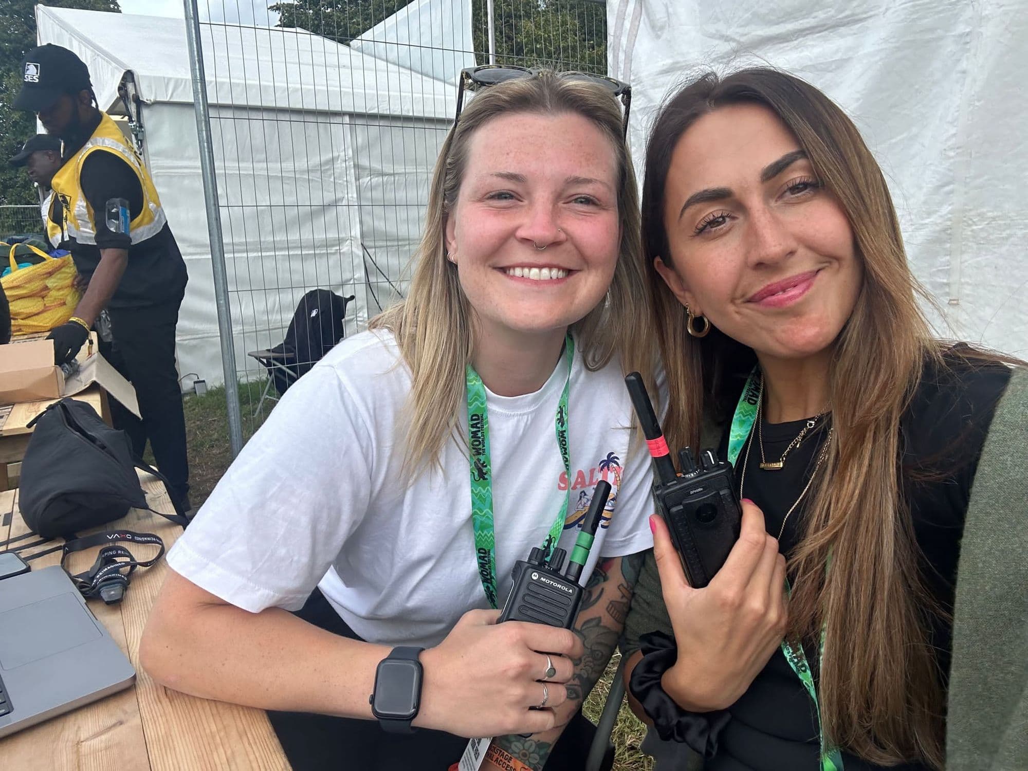 two women smiling