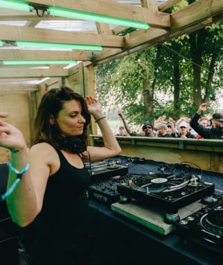 a woman dj-ing